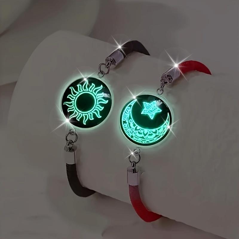 2-Pack Glow in Dark Couple Bracelets Set - Magnetic Sun Moon Star Matching Jewelry with Luminous Beads - Long Distance Gifts for Couples, Boyfriend Girlfriend - Valentine's Christmas Anniversary Date Night Gift Cool 2-Pack Glow in Dark Couple Bracelets Set - Magnetic Sun Moon Star Matching Jewelry with Luminous Beads - Long Distance Gifts for Couples, Boyfriend Girlfriend - Valentine's Christmas Anniversary Date Night Gift Cool
