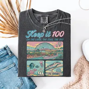 Magic Kingdom Keep It 100 Theme Park Shirt, Retro Family Vacation Tee, Vintage Park Day Outfit, Matching Family Shirts