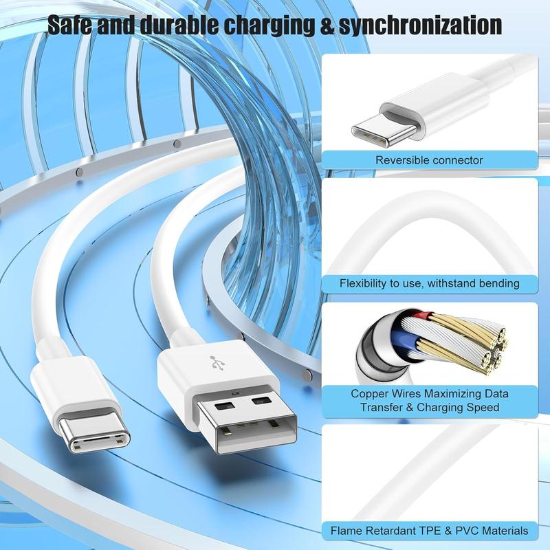 Fast Charging USB-A to USB-C Cable 2-Pack 6.5 Feet Compatible with iPhone 15/16/17 Chargers Works with CarPlay Supports Apple iPhone 17 Pro Max/16 Plus iPad Pro 12.9/11/Air 5th Gen/4th Gen Mini Long Type-C Charging Cable