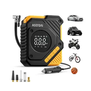 AstroAI Car Tyre Inflator Air Compressor 12V DC, 150 PSI Digital Tyre Pump with Pressure Gauge, Large LCD Display, Smart Preset & Auto Stop, for Car, Motorcycle, Bike Tyres