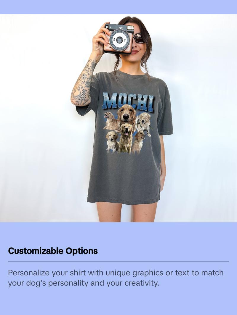 Custom Vintage Washed Dog Shirt, Retro Collage Shirt, Custom Pet Shirt, Retro 90's Custom Shirt,