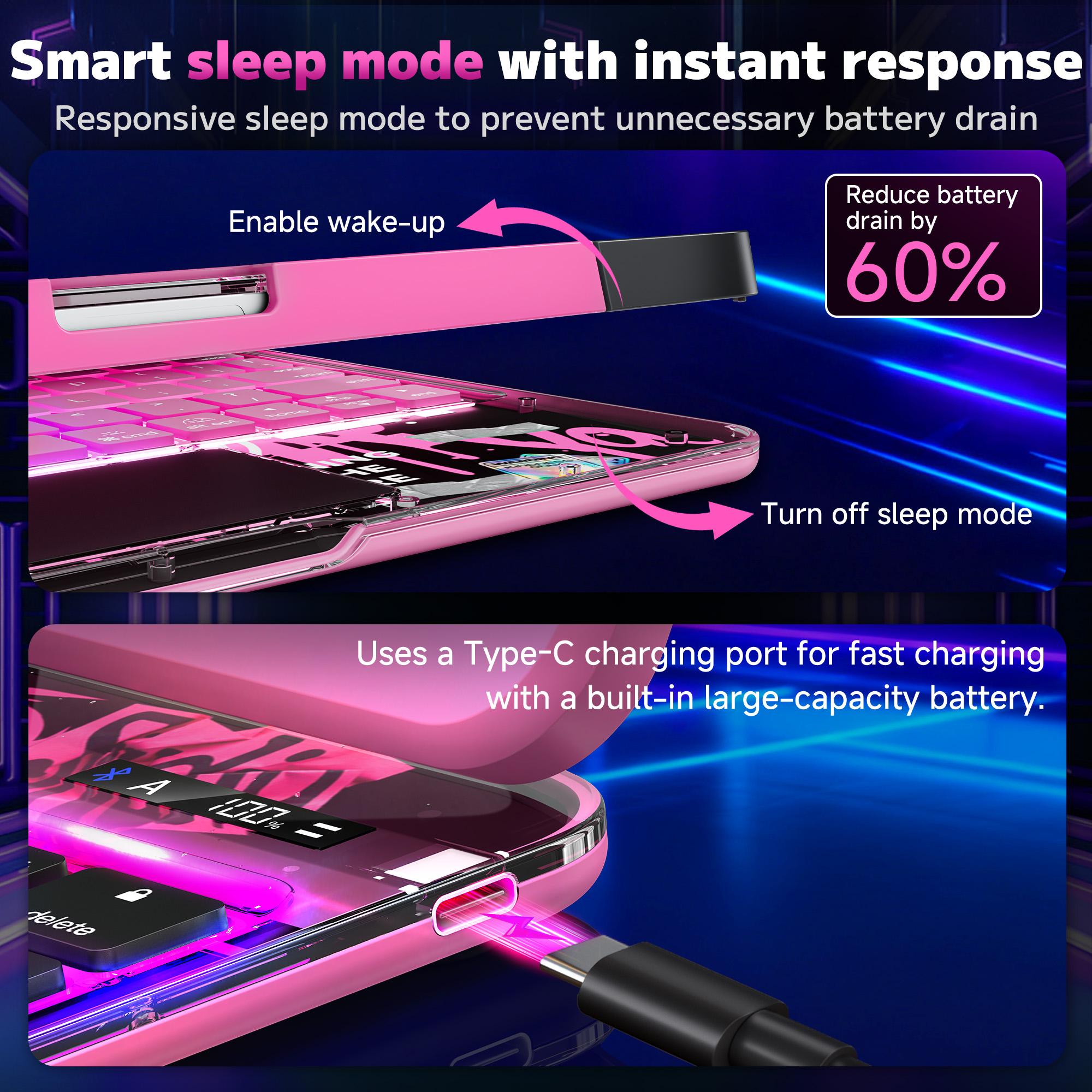 Magic KeyboardCase for iPad pro13 inch (M3/M2, 2025/2024) and 12.9/13 inch(iPad Air 2024)(iPad Pro 6th/5th/4th/3rd)– 360° Rotating Multi-Touch Trackpad, Type-C Charging, RGB Backlit Keyboard, Transparent Back with Pencil Holder