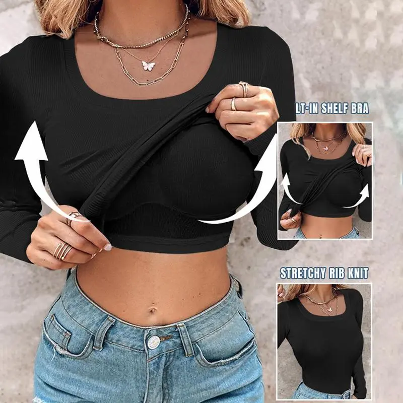 AriaEve Women Built-in Bra Tank Tops Sleeveless Casual Shirts Racerback Ribbed Fitted Tank Tops Bodycon Tank Top Bandeau Spaghetti Strap Black Womenswear