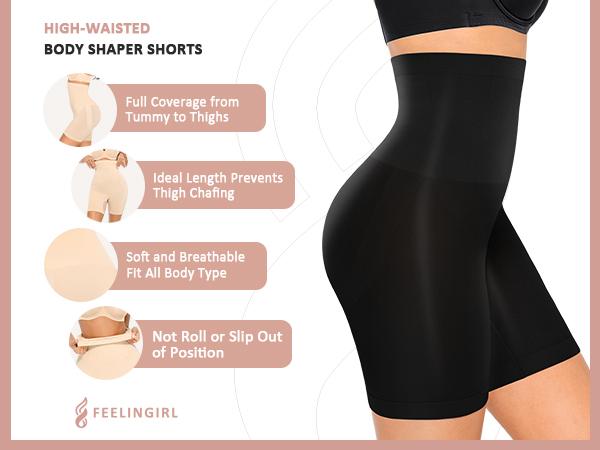 FeelinGirl  Tummy Control Shapewear Shorts Shaper for Women High-Waisted Thigh Fashion Comfort Womenswear Nylon Leg Fit
