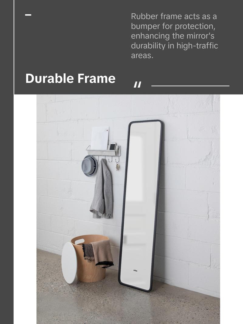 Umbra Hub Leaning Mirror, Full-Length Wall-Mounted or Leaning Mirror with Modern Rubber Frame Decor Lightweight
