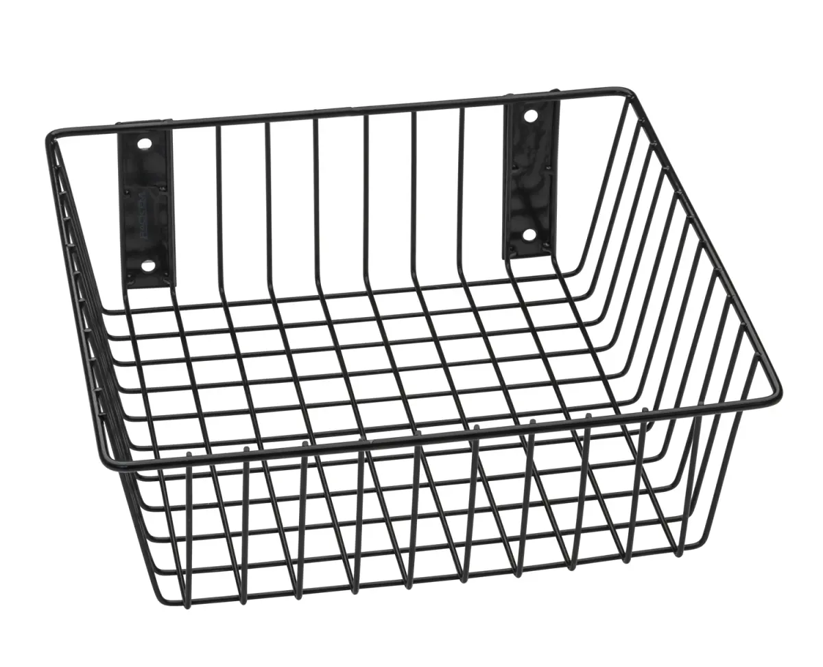 Rack Em Racks 9078-B Universal Wire Storage Basket, Black, Decor Organiser - 12x12x4 in.
