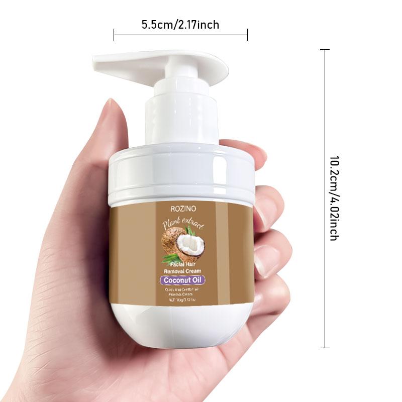 ROZINO Coconut Oil-Based Facial Hair Removal Cream 100g Quick Gentle Plant Extract for Smoother Look Soothing Formula with Natural Coconut Oil