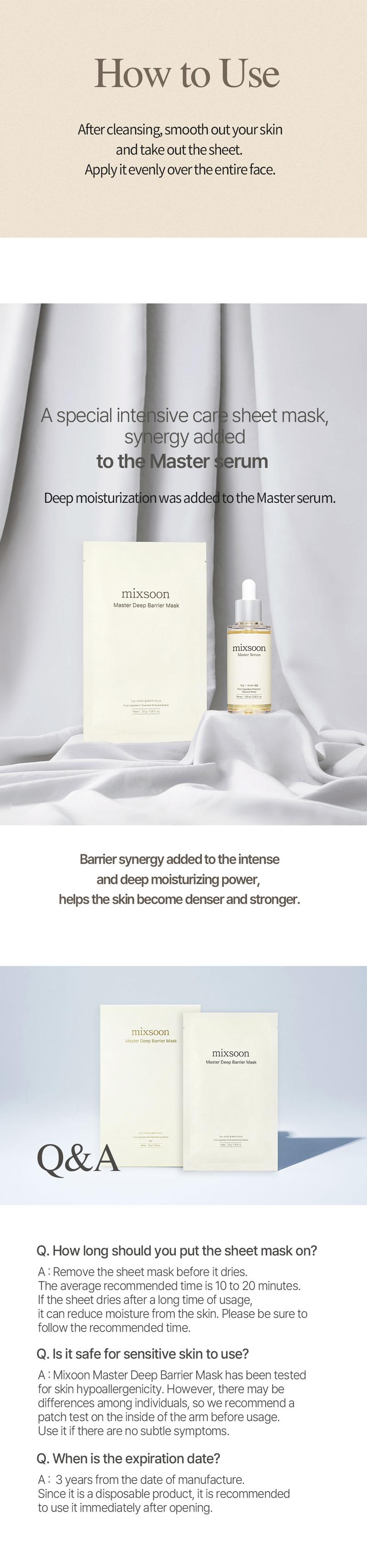 [mixsoon Official Shop] Master Deep Barrier Sheet Mask 5EA - Moisturizing Barrier Mask with Centella Asiatica, Madecassoside & Ceramide NP, Korean Skincare for Glass Skin