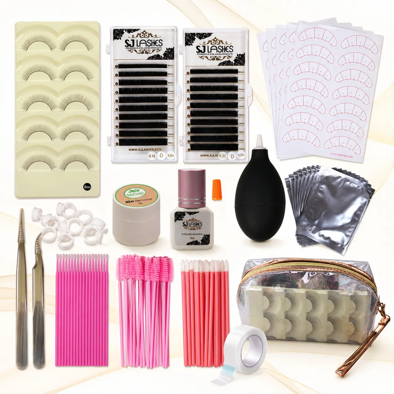 False Eyelashes & Adhesives Extension Kit with 3D Faux Mink Lashes, Premium Adhesive Glue, Remover, Stainless Steel Tweezers and Under Eye Pads for Beginners, Cosmetic, Beauty Lovers, Diy Lash Set For Home Beauty Routines, Complete Lash Kit