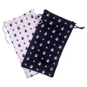 SKULL Soft Reusable Sunglasses Pouch with Drawstring