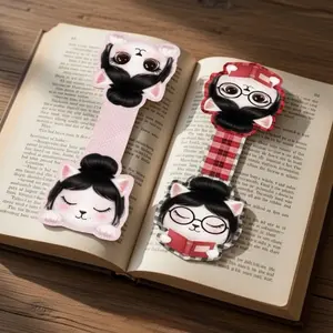 Cute Magnetic Cat Bookmark Double Character Design Foldable Secure with Magnets for Books Planners Journals and Study Notes