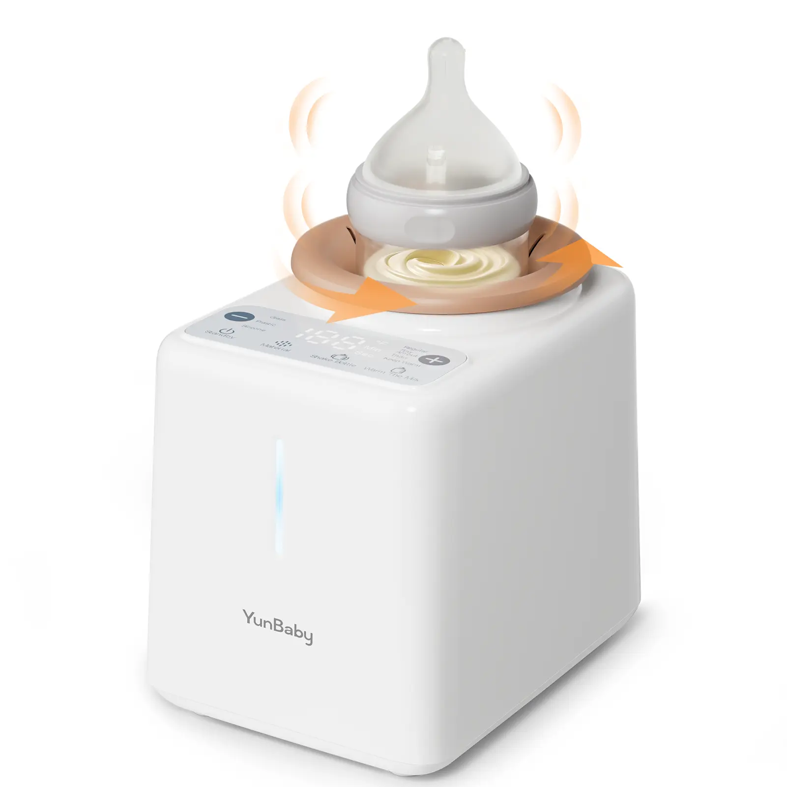 YunBaby Compact Waterless Baby Bottle Shaker & Warmer with Control Panel, Fast Bottle Warmers Function, Automatic Formula Mixing, Adjustable Temperature, Quiet, Easy to Clean, Universal Fit