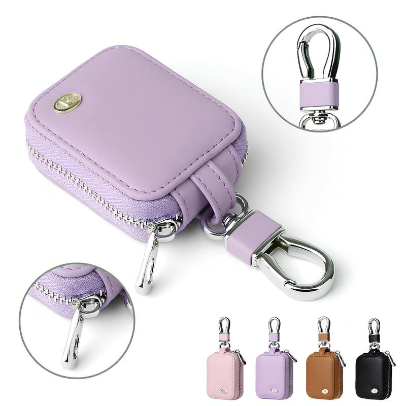 Earphone Case for AirPods 4/3/ 2/1/ AirPods Pro 3 with Carabiner, PU Leather Zipper Pouch Bag with Mesh Pocket, Travel Storage Bag for Wireless Earbuds, Wired Earphones and Charging Cables, Wired Headphone & USB Cable