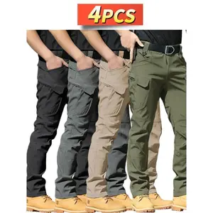 Men's Slim-Fit Tactical Cargo Pants - Durable Ripstop Work Pants with Multi-Pockets, All-Season Wear-Resistant Design for Hiking, Camping, Outdoor & Daily Use (Machine Washable), Hiking Pants Menswear Polyester Trouser Fabric