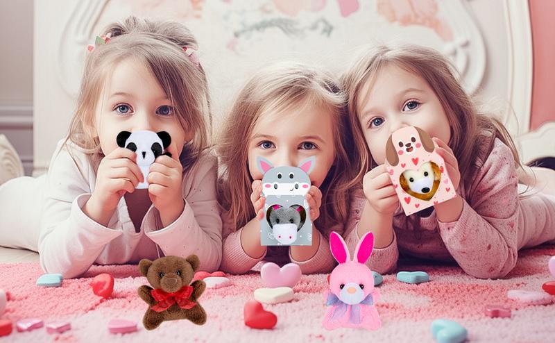 Easter Animal Plush Toy Party Favors 24 Packs Heart Boxes for Kids KeyChain Fidget Toy Classroom Gift Exchange School Rewards
