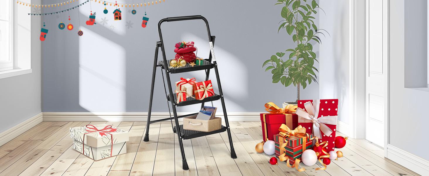 Telescoping Ladder,Lightweight Foldable Small Ladder Ideal for Kitchen and Home Use, Durable Folding Step Stools,Best Gift for Father