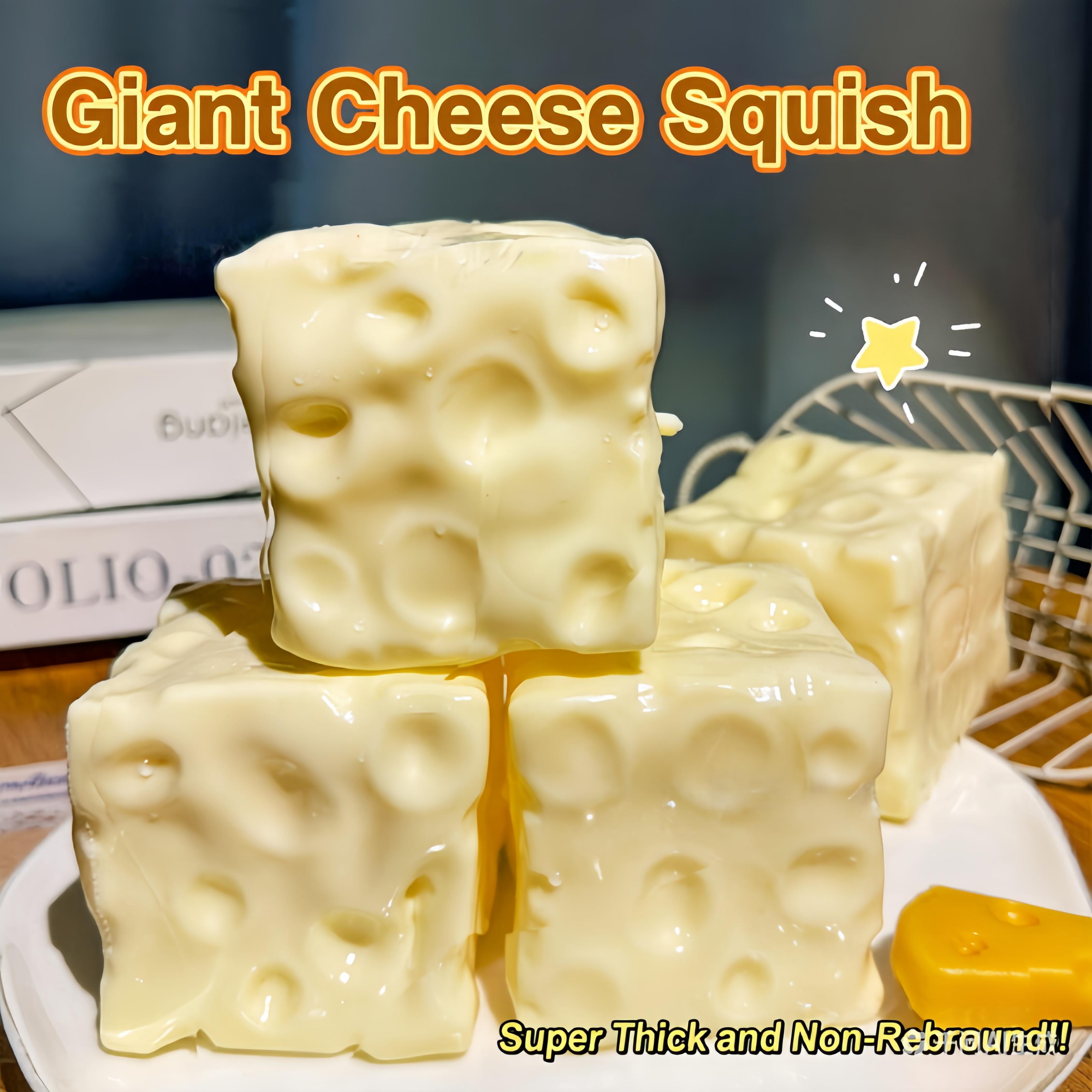 Squishy Cheese Block - Yellow, moldable fidget Toy with Squeeze Feature, Ideal for Play and Relaxation Giant Cheese Squishy - 6/7cm Moldable Non-Rebound & Slow Rebound Fidget Toy| Viral ASMR Stress Ball