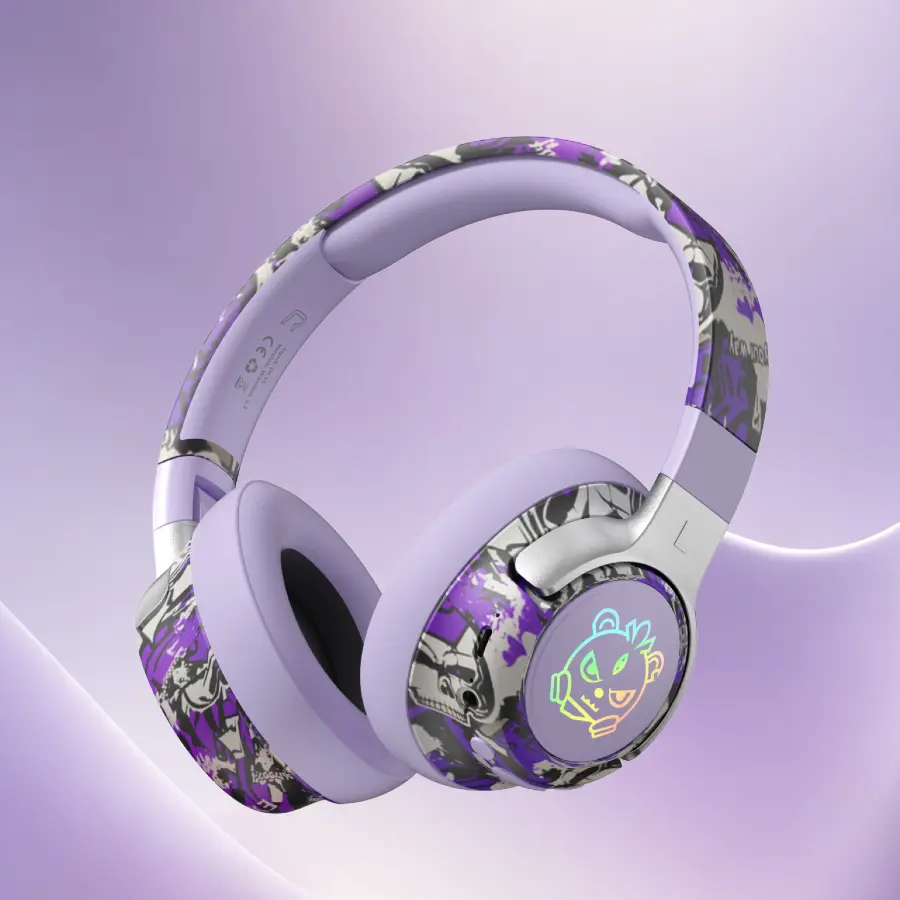 High Quality Over-Ear Wireless Bluetooth Gaming Headphones - Cool Graffiti, RGB Light Effects, Stereo Surround Sound, 350mAh Large Battery, Long Playtime, Soft Breathable Earmuffs, USB Type-C Fast Charging, Portable Headset for Gamers, Music Lovers, High
