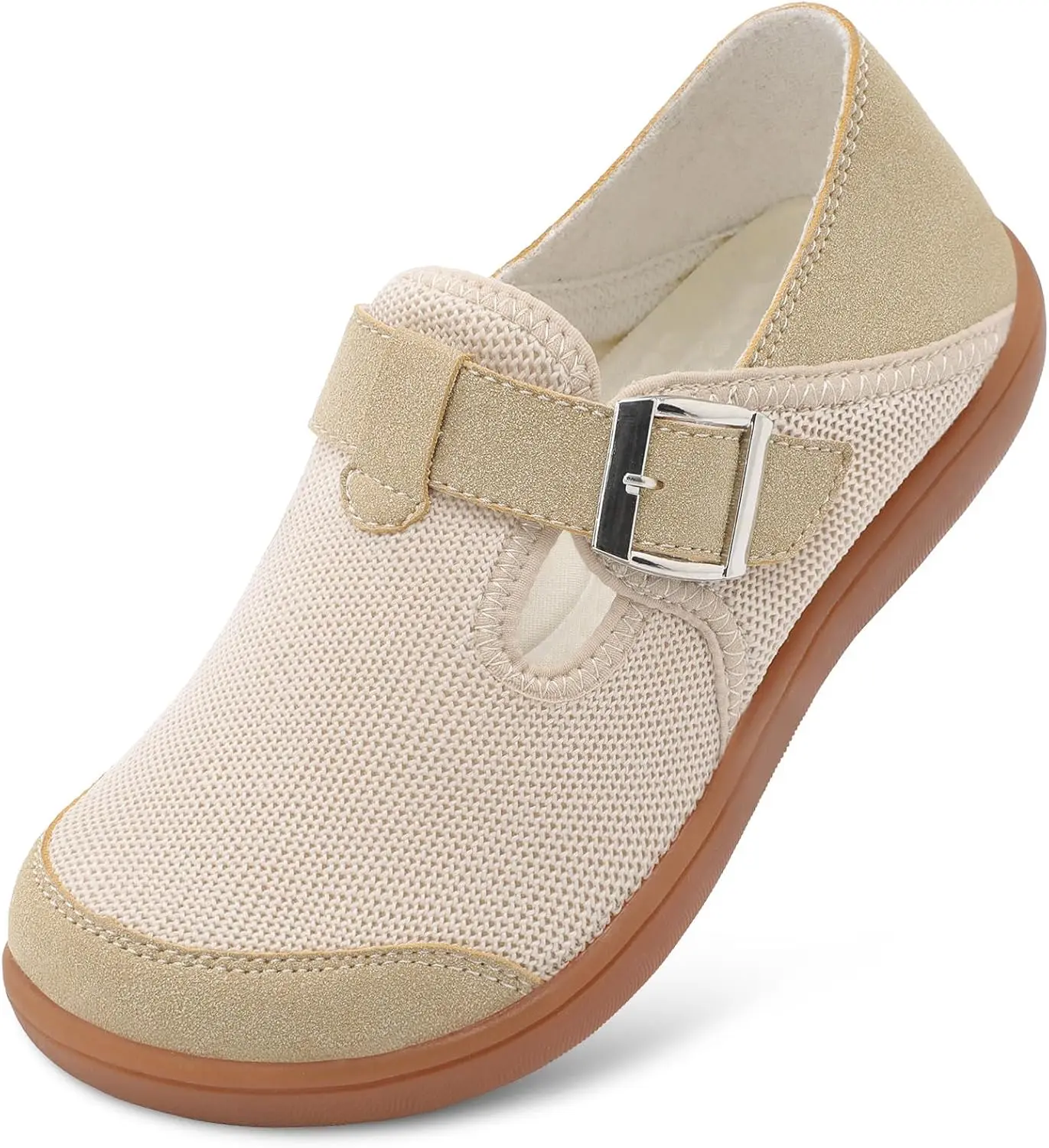 LEISFIT Women's Plain Wide Round Toe Barefoot Clogs - 0 Drop Minimalist Slip-On Walking Shoes with Adjustable Strap for Daily Wear,shoes for back to school,back to school shoes