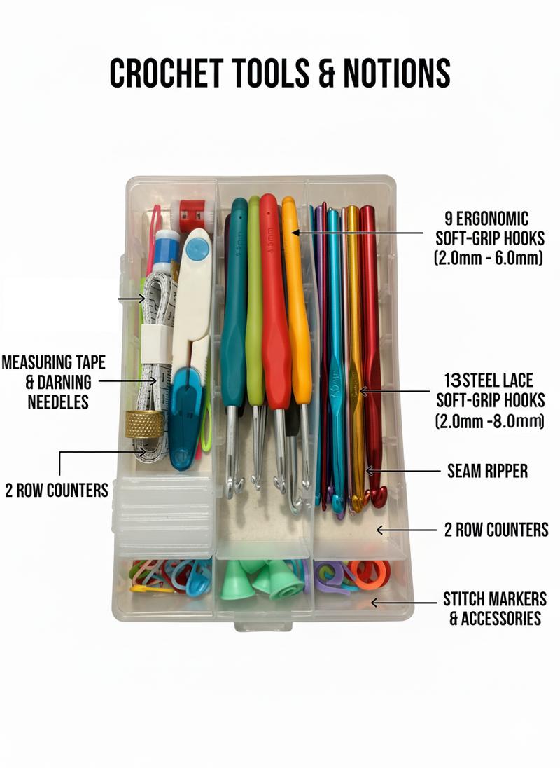 73-Piece Crochet Kit with Hooks, Knitting Needles, Yarn Balls & Tote Bag – Complete Beginner & Professional Set