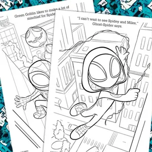 Spidy Jumbo Coloring Book Featuring Green Goblin and Ghost-Spider for Kids 64 Pages (FREE 24pk Crayons Included)