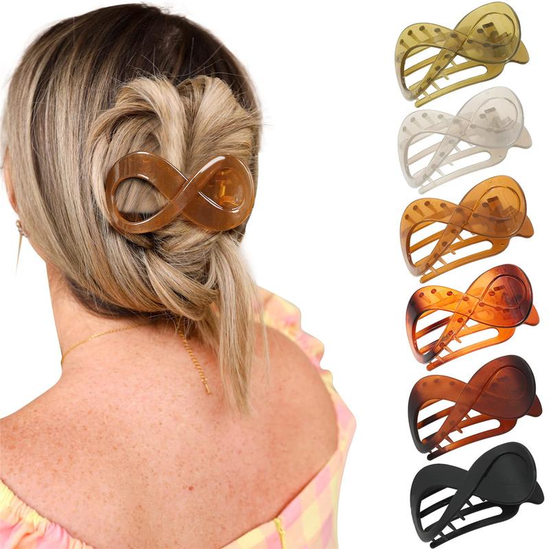 Fashion French Flat Hair Clips for Women 6-piece Suit Elegant Flat Claws for Thin Thick Hair Strong Hold No Slip Grip Hair Claw Clips for Women Girls