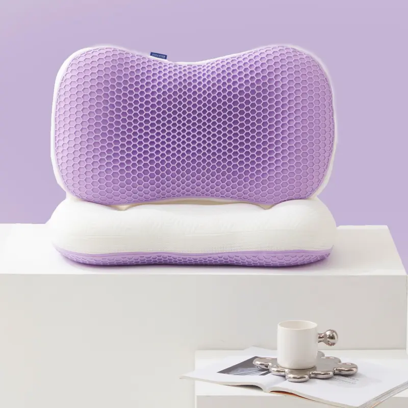 2-in-1 Cooling Gel Neck Pillow, Ergonomic TPE Grid Support Pillow, Dual-Sided Comfort Pillow for Sleeping, Resting and Travel