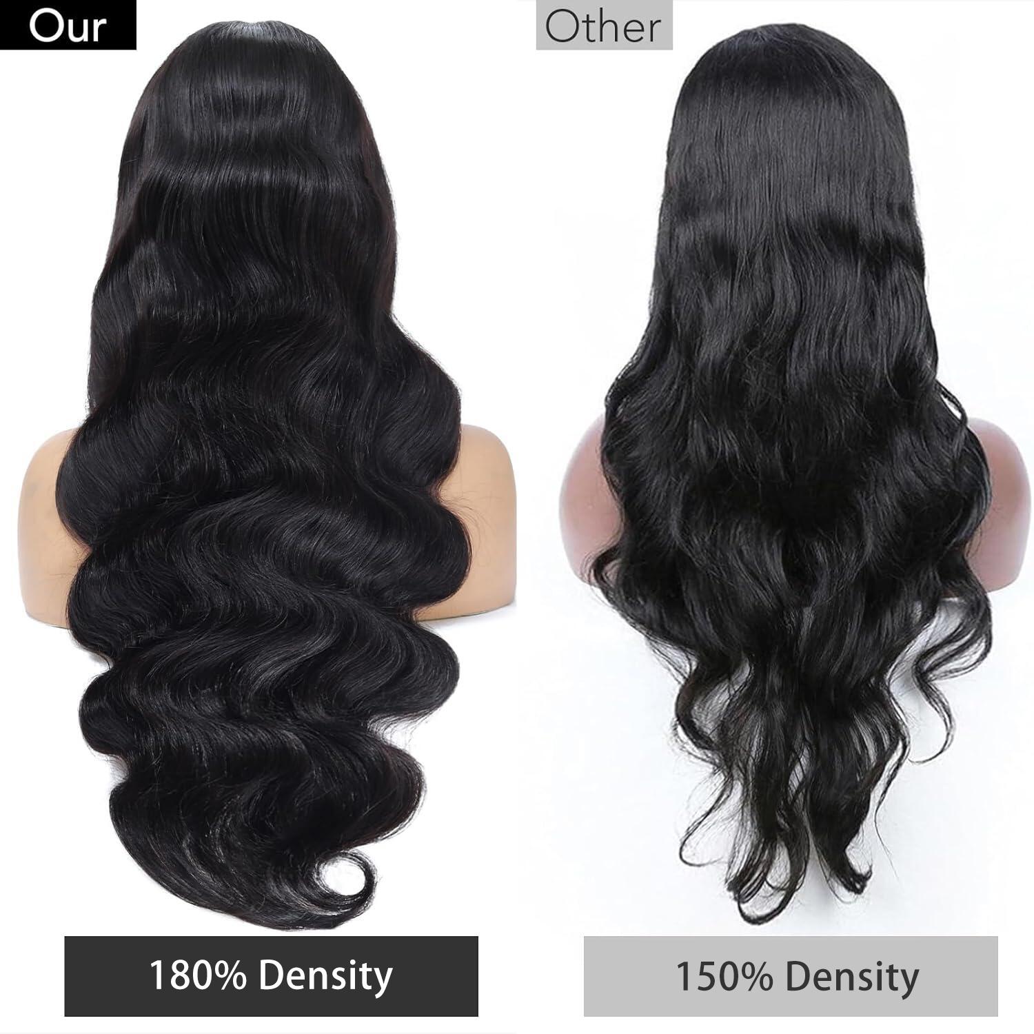 [30“ only $172] Mamushow #4 Chocolate Brown and #1 Jet Black 13x6 Body Wave Full Lace Frontal Human Hair Wigs