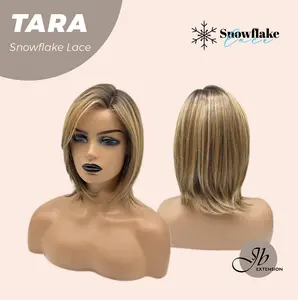 JBEXTENSION 12 Inches Shatush Mix Blonde Pre-Cut Side Part Snowflake Lace Frontlace Glueless Wig TARA SNOWFLAKE【BENDY EAR TABS】