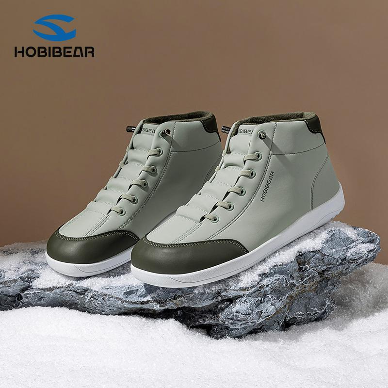 HOBIBEAR Spring/Autumn Wide Fit Synthetic Leather Mid-Top Sneakers with Plush Lining - Women's Flat Shoes
