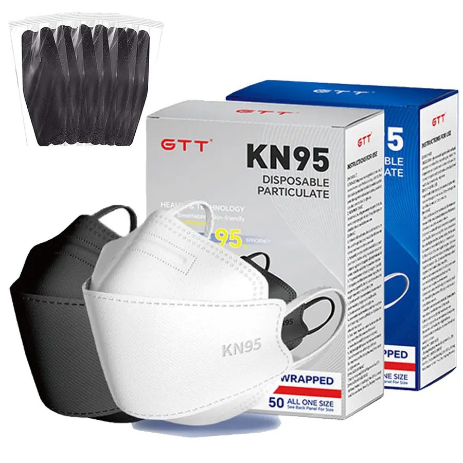 50-200pcs KN95 Face Masks Disposable 4-Layer Protection, Hypoallergenic Pull-On Design with Individually Wrapped Packaging, 95% Filtration for Dust, Pollen, Allergens - Adult Respirator Mask, Office Air Quality, Portable Mask,back to school