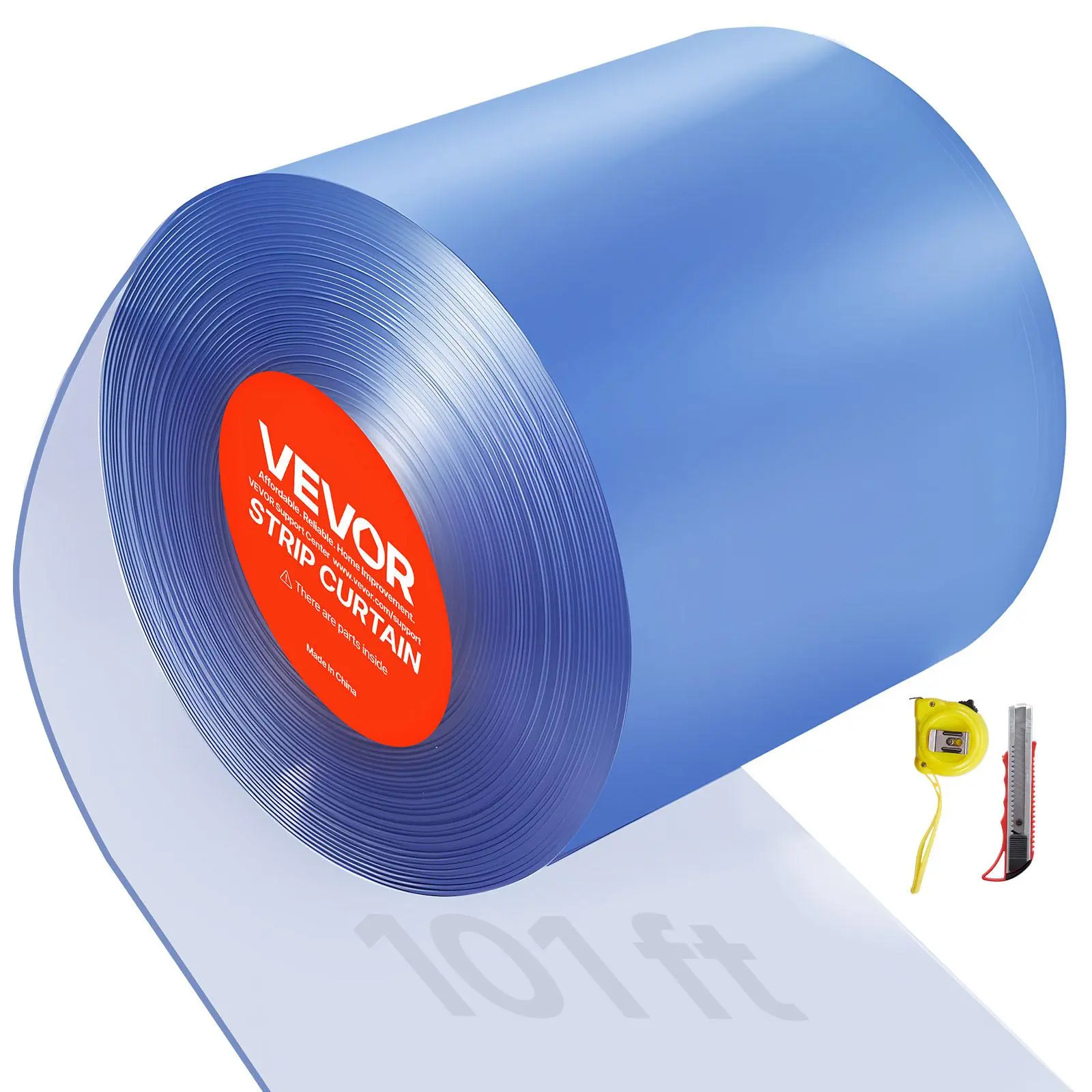 VEVOR Clear PVC Strip Curtain, 101 ft Length x 12 in Width, Thermal Insulating Plastic Door Strip Bulk Roll, Walk in Freezer Cooler Curtain Strips for Doorways of Supermarket, Garage, Warehouse#BackToSchool