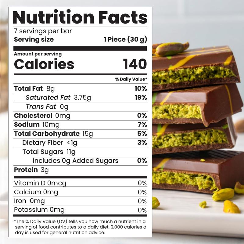 Authentic Dubai-Style Mini Chocolate Bar, 3.36 oz (Pack of 1) - Luxurious Milk Chocolate with Kadayif and Pistachios - Middle Eastern Gourmet Indulgence - Ideal for Gifting & Special Occasions