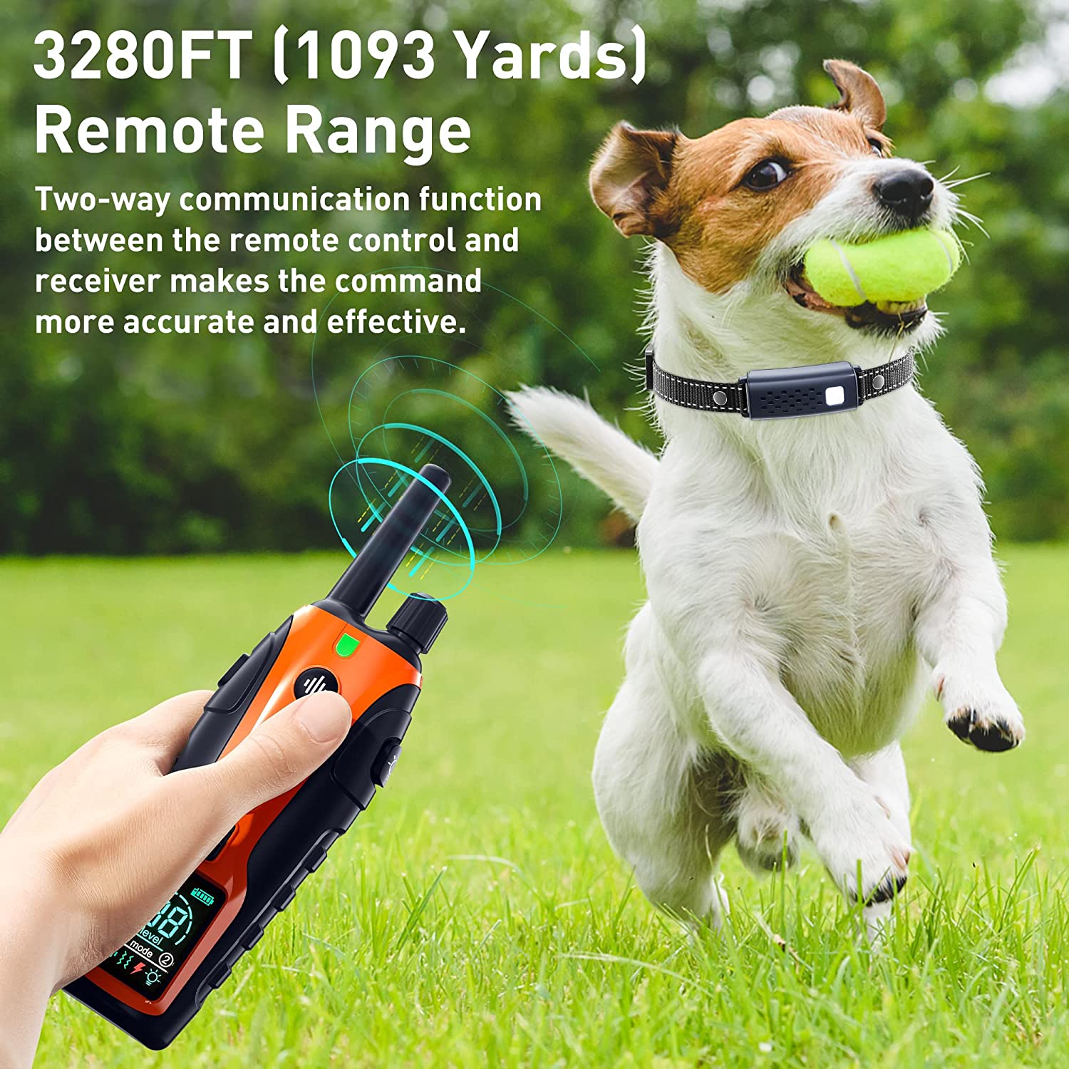 3300ft Range  Electric Shock Vibration & Sound Modes Rechargeable Dog Training Collars Adjustable Nylon Strap Waterproof  For Small To Large Dogs (5-150lbs)