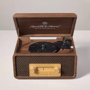 Vintage Style 3-in-1 Vinyl Record Player Wood Grain Finish - Hearth & Hand with