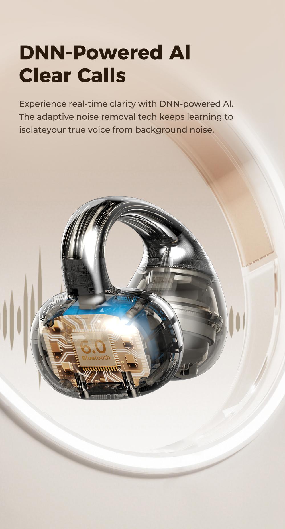 HTC NE56 OWS - New clip-on earphones. Bluetooth headset (6.0), IPX5 waterproof, with charging case and built-in microphone. Super comfortable to wear, excellent sound quality, and a three-month warranty! Suitable for a variety of occasions.