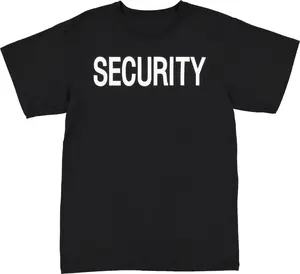 Black SECURITY T-Shirt - Double Sided Official Bouncer Party Event Raid Short Sleeve T-Shirt Security Guard Officer Tee