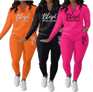 [2pcs Print Set] Big Size Women'S Fashion Two-piece Set Loose Long-Sleeve Oversized Round Neck Casual Print