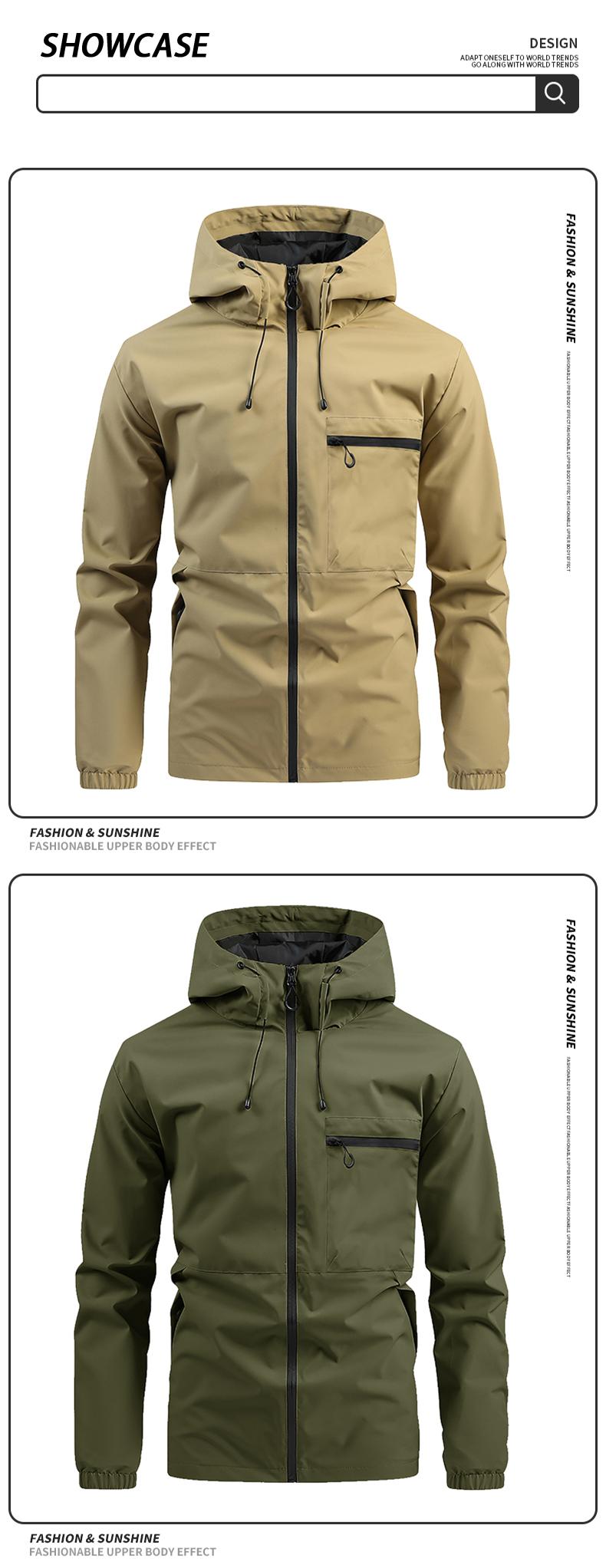 Men's casual jacket, tactical wear with durable waterproof surface, multiple pockets design, casual sports style, single piece outdoor gear, suitable for hiking and camping expeditions, outdoor activities, suitable for all seasons.