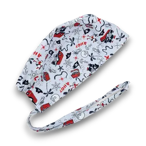 Funny Skull tie-back style surgical scrub cap for men by Paradise Caps.