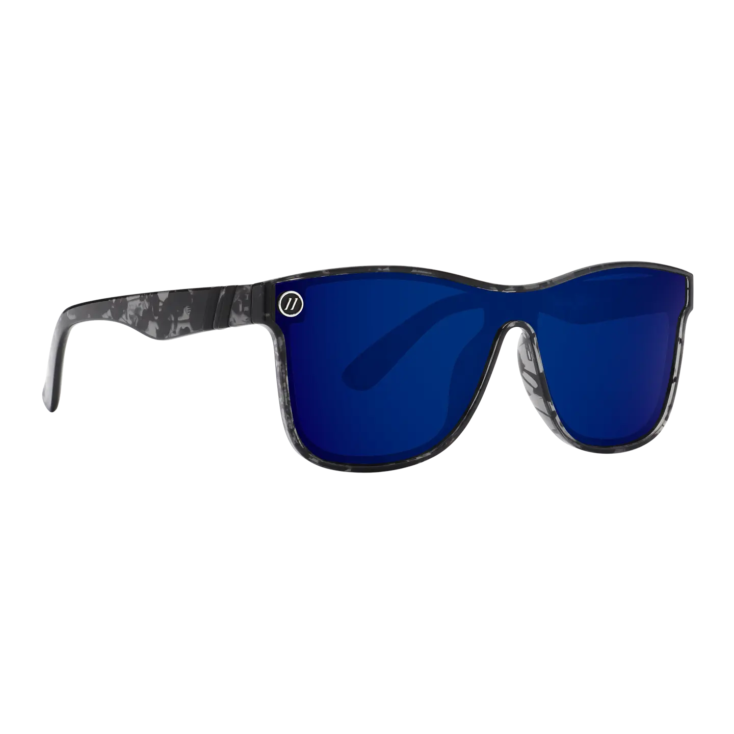 Millenia X2 This Is Livin' | Blenders Eyewear | Unisex Polarized Blue Mirrored Sunglasses with Glossy Frame in Crystal Cool Gray & Solid Black Tortoise Pattern
