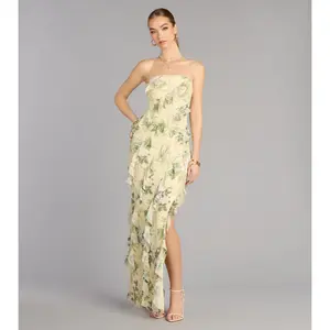 Jacie Floral Ruffle Column Formal Dress