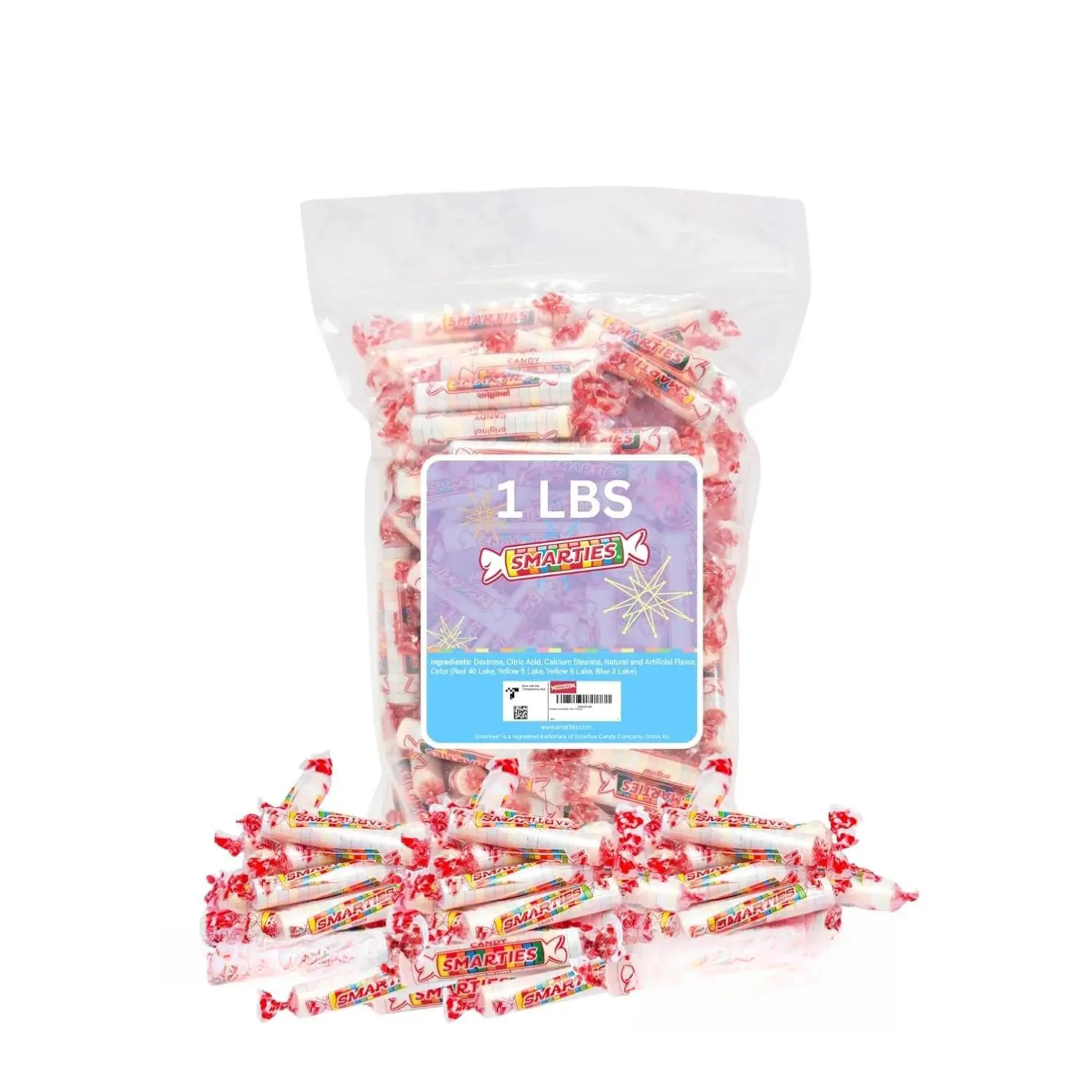 Smarties Candy Bulk Rolls Original Flavor - Gluten & Vegan Free - Classic Sweetness From Family Owned Company Since 1949, Peanut Free & Dairy Free - Perfect Halloween Candy - 1 Pound Bag