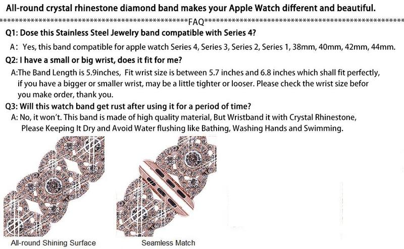 Bling Bands for Compatible with Apple Watch 38/40/42/44/41/45/46/49mm Ultra Iwatch Series 11 10 9 8 7 6 5 4 3 SE SE2, Diamond Rhinestone Stainless Steel Metal Bracelet Wristband Strap for Women