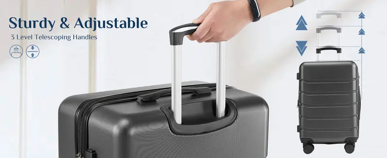 Sweet Furniture S-Luggage Expandable Hardside Luggage Sets (20"/24"/28"), ABS-PVC Hard Shell Suitcase with Double Spinner Wheels, TSA Lock, Built-In Organizer, Lightweight Rolling Carry On for Vacations, Beach Trips