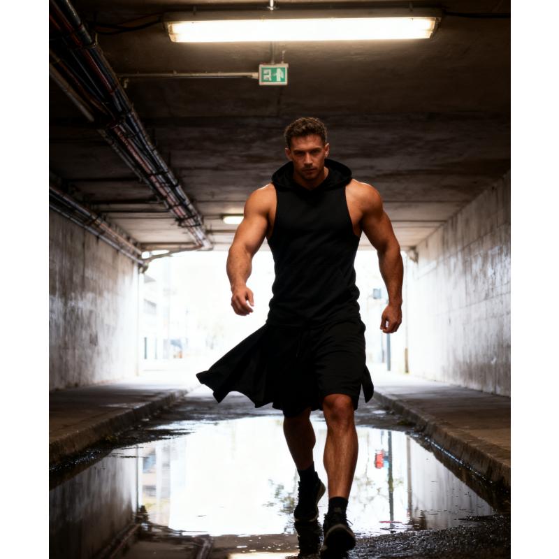 2 Pack Mens Workout Hooded Tank Tops Bodybuilding Muscle Cut Off T Shirt Sleeveless Gym Sport Hoodies Menswear Summer Outfits Breathable Exercise