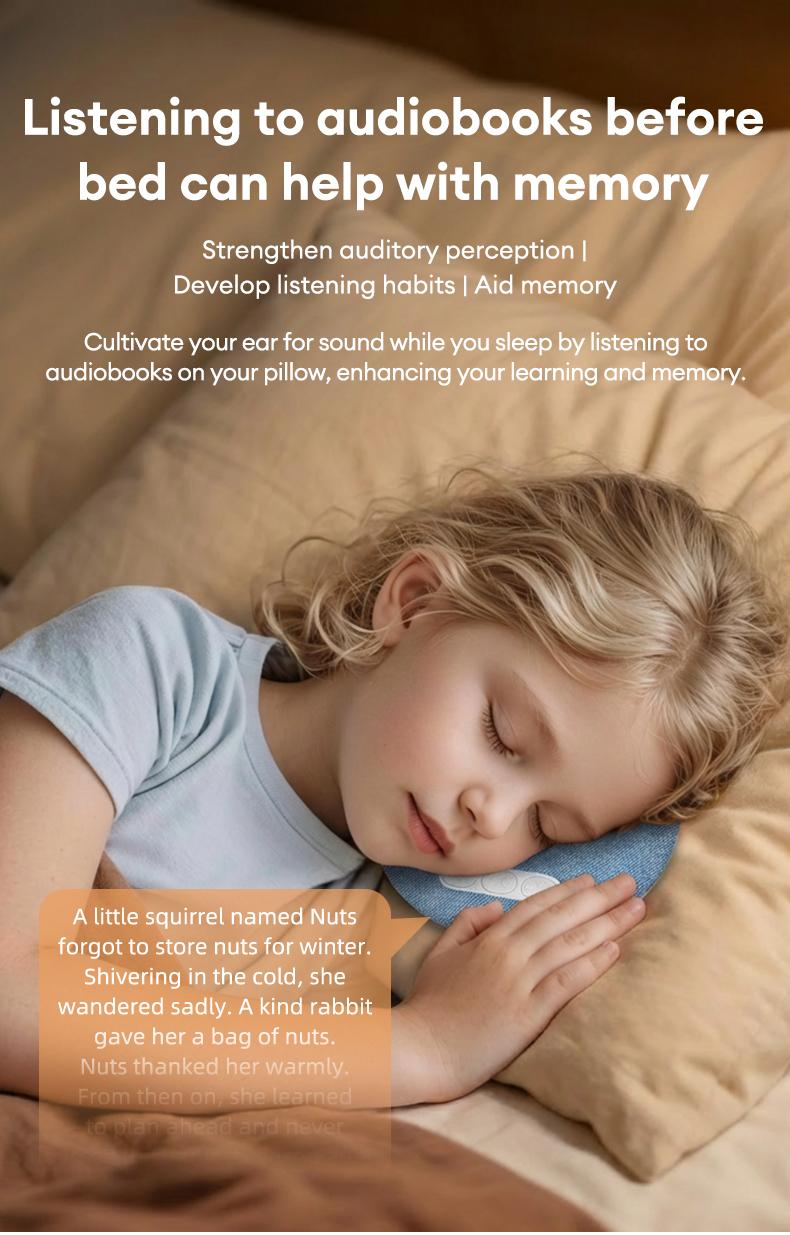 HYUNDAI S1 Bluetooth Pillow Speaker, Pillow CD Player for Bedtime Music & Audiobooks, Soft Immersive Sound Field, Headphone-Free Sleep Aid, Perfect for Relaxing Sleep, Compatible with Android & iOS