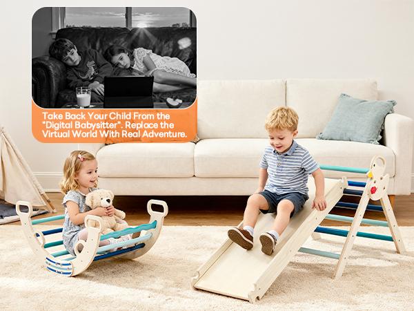 Pikler Triangle Set, Toddler Climbing Toys and Play Structure Indoor, 9-in-1 Wooden Montessori Climbing Set with Arch, Ramp and Ladder, Foldable Baby Jungle Gym, Blue Pikler Triangle Set, Toddler Climbing Toys and Play Structure Indoor, 9-in-1 Wooden Montessori Climbing Set with Arch, Ramp and Ladder, Foldable Baby Jungle Gym, Blue