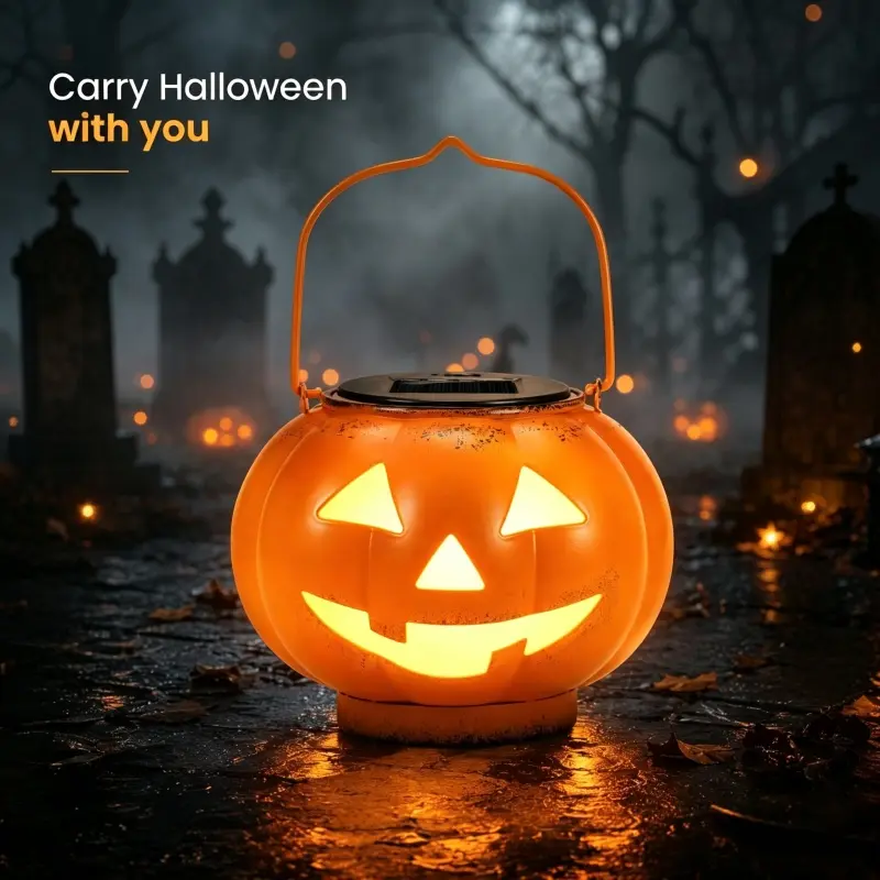 Halloween Pumpkin Lanterns, Decorative Solar Lanterns, Solar Powered Pumpkin Lanterns, Waterproof Halloween Decorative Metal Round Lanterns for Patio, Deck, Path, Porch, Lawn, Garden, Outdoor, Halloween Gift