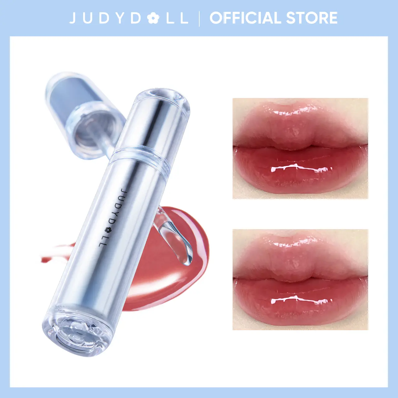 JUDYDOLL Ice Watery Lip Gloss, Blur, Mirror Lip Glaze, Glossy Lip Stain, Transfer-Proof, Metal Applicator, Waterproof, Long-Lasting, Moisturizing Shine, Hydrating, Buildable Color, Plumping, Not Easy To Fade, Lightweight, Summerwins,back to school